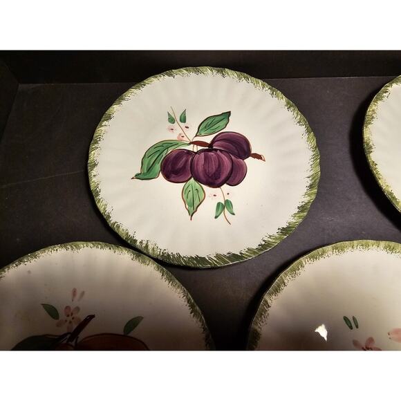 Blue Ridge Southern Potteries Set 6 Fruit Dinner Plates Handpainted USA - Picture 3 of 16